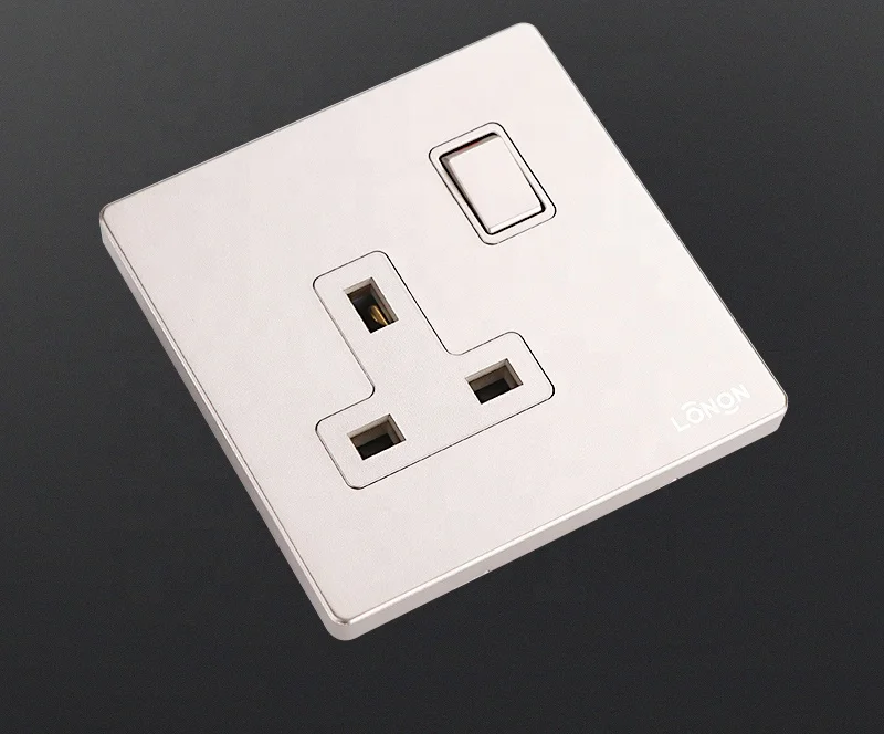 Gold PC material UK 13a 1 gang 3 pin wall electrical sockets and wall switches
