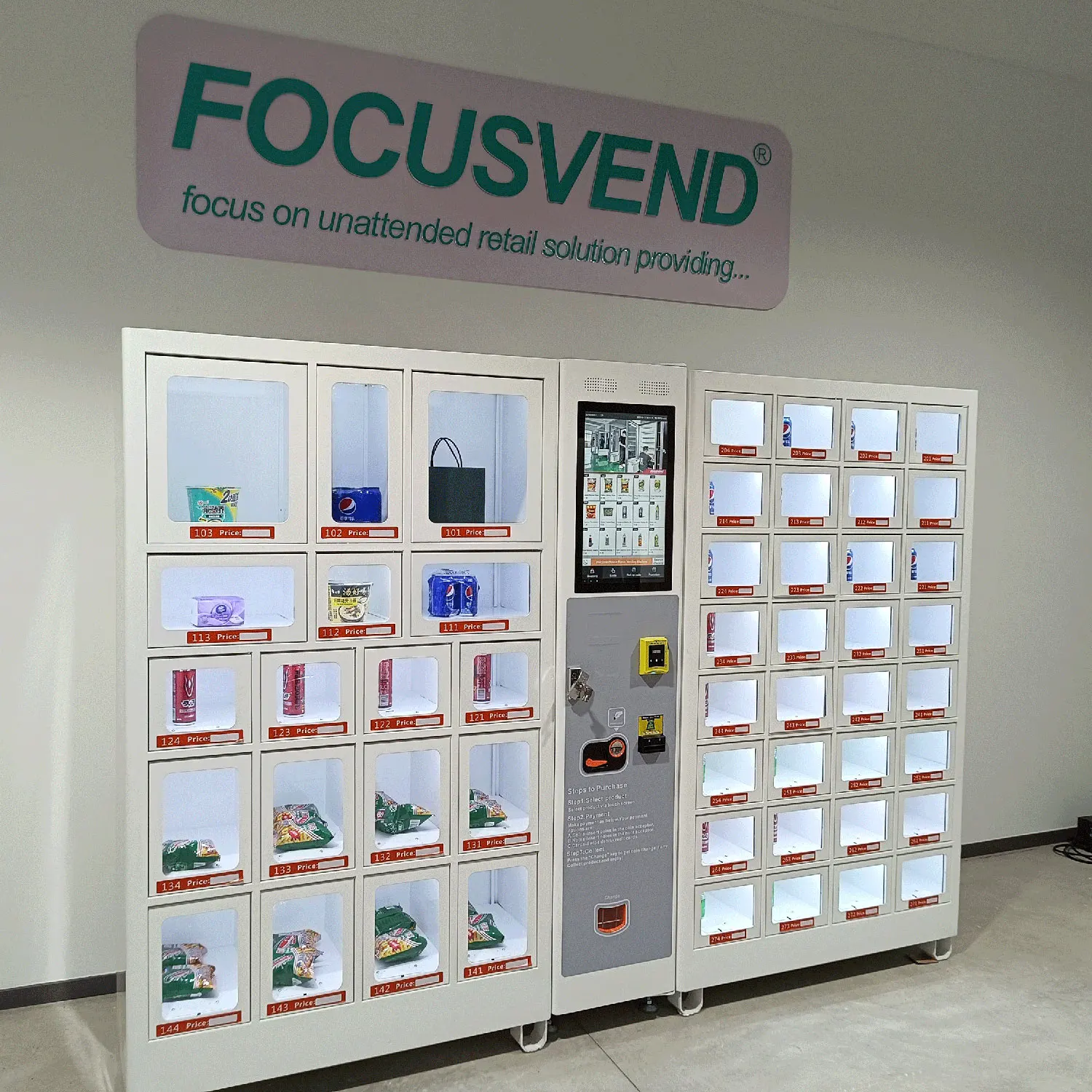 FOCUSVEND smart 24 hours self service vending machine for sanitary pads OEM non refrigerator