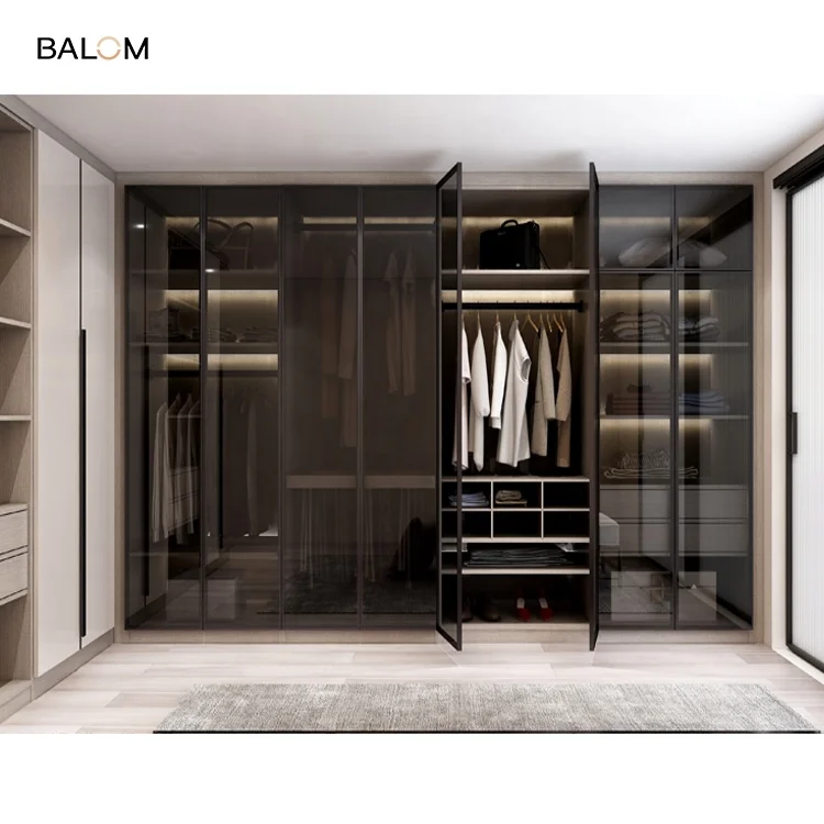 BALOM  3 doors wardrobe  bedroom solid pine wooden wardrobe design picture with mirror