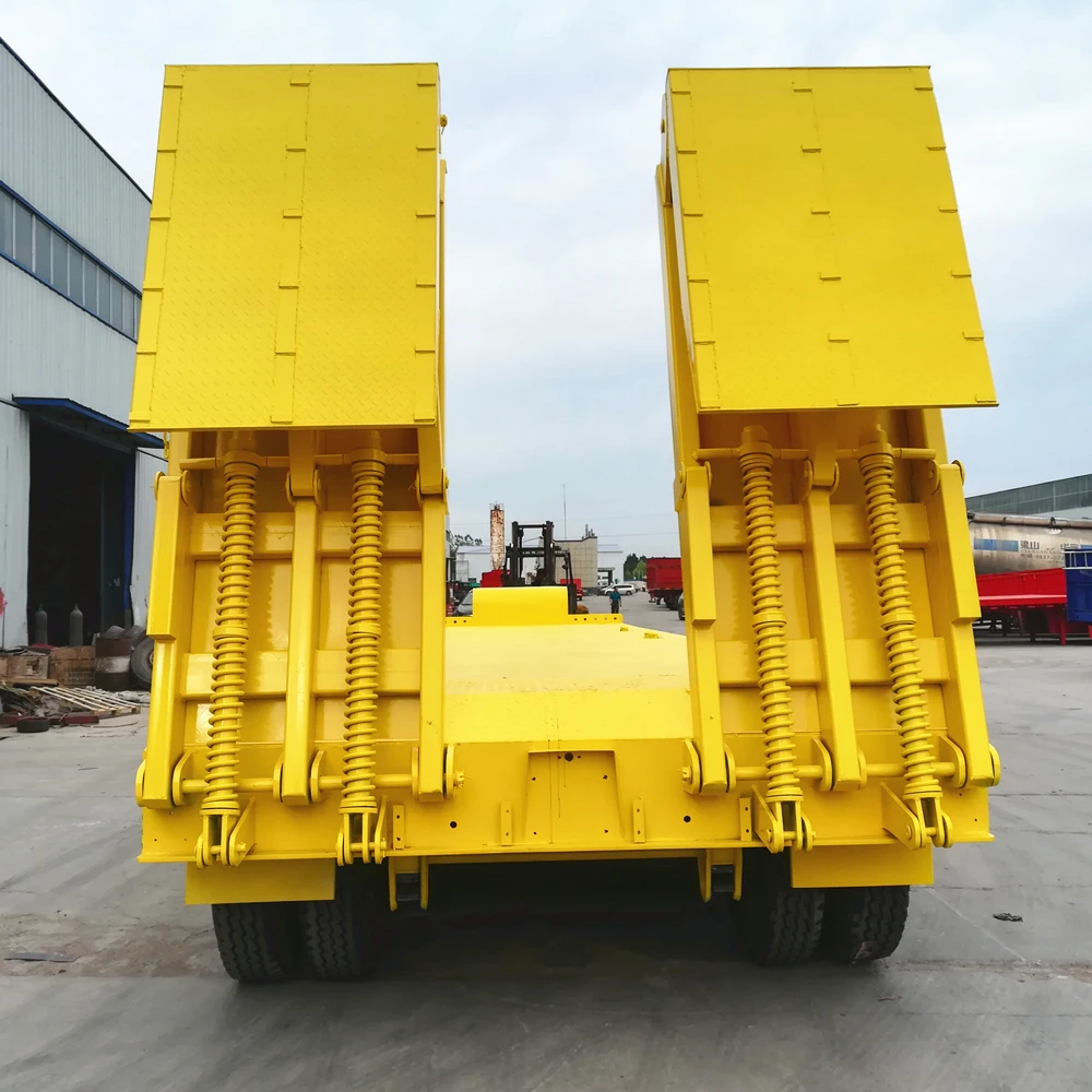 4 Axles Lowbed Semi Trailer Heavy Machinery Transport Lowbed Semi Trailer For Sell