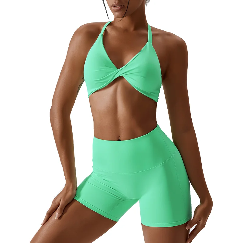 High Waist Fitness Shorts Leggings naked feeling sports running fitness suit beauty back Yoga Bra Yoga Suit Women