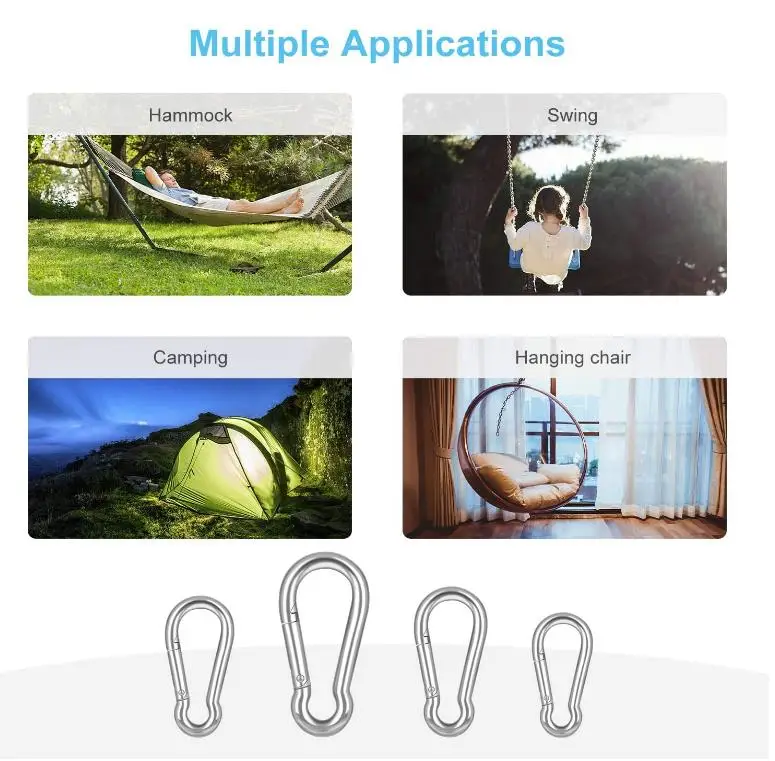 Wholesale Long100mm Wire diameter 10mm Stainless Steel Spring Carabiner Hooks For Quick Link Chains