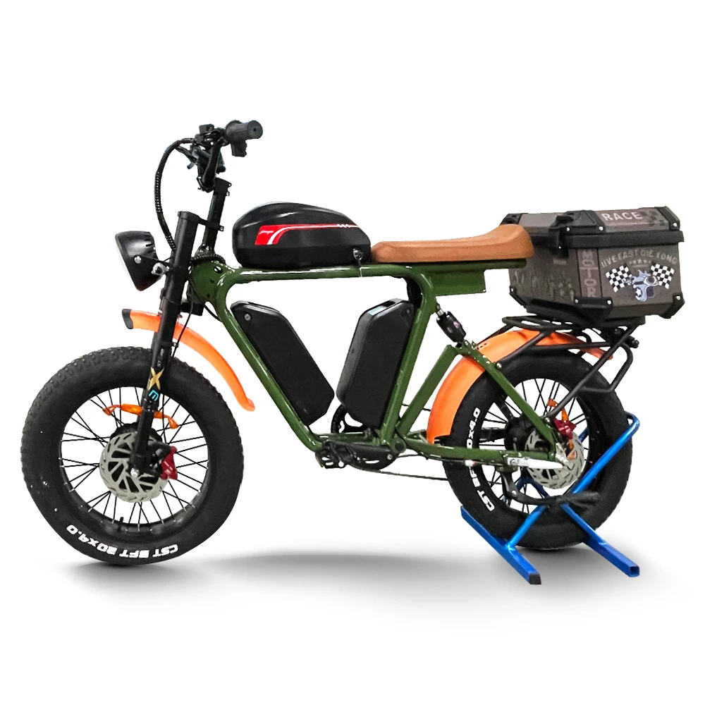 long range full suspension yo-lin mid drive hybrid ebike 70ah triple battery 52v 2000w dual motor fat tire electric road bike