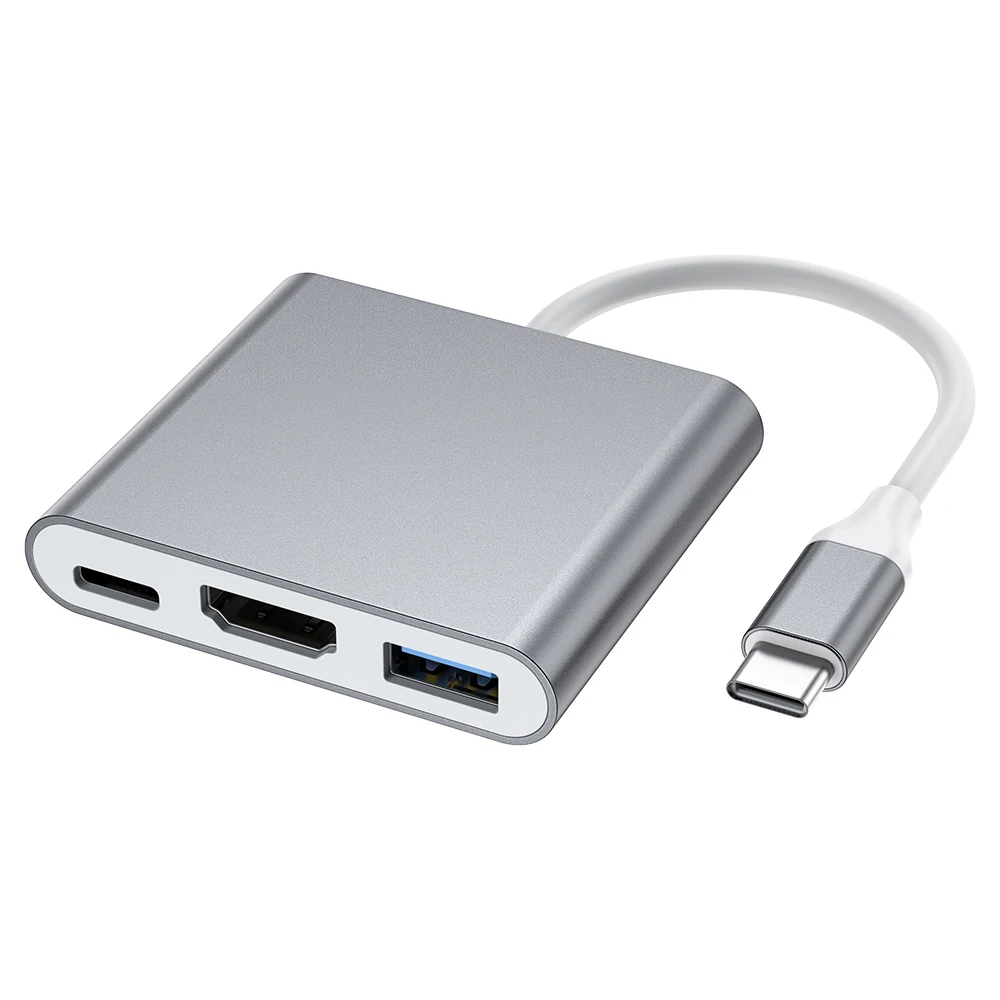 
Raycue 3 in 1 Aluminum USB 3.0 HDMI-compatible Type C USB C HUB for Macebook Pro 