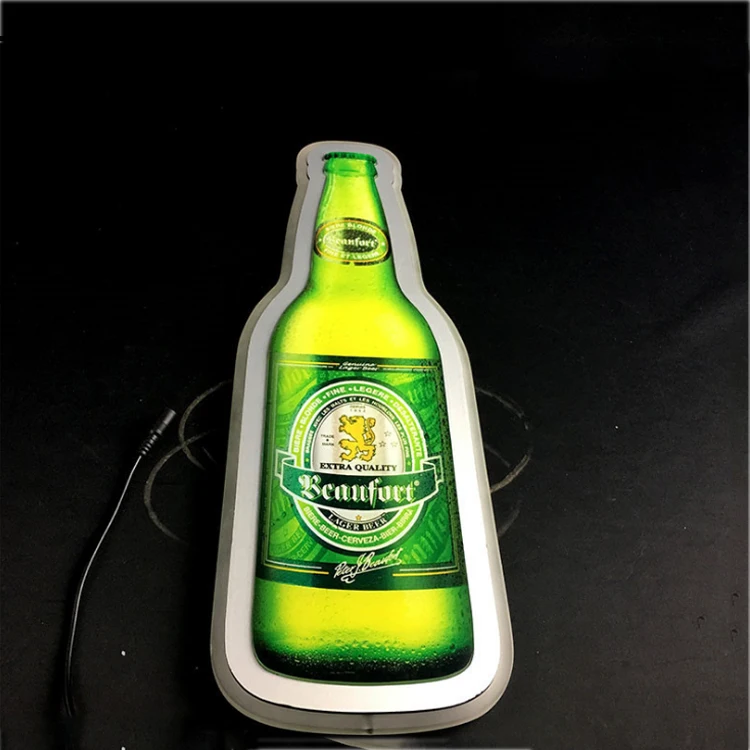 Manufacturer Outdoor Wall Hanging Beer Bottle Shape Advertising Acrylic LED Sign for Bar Beer