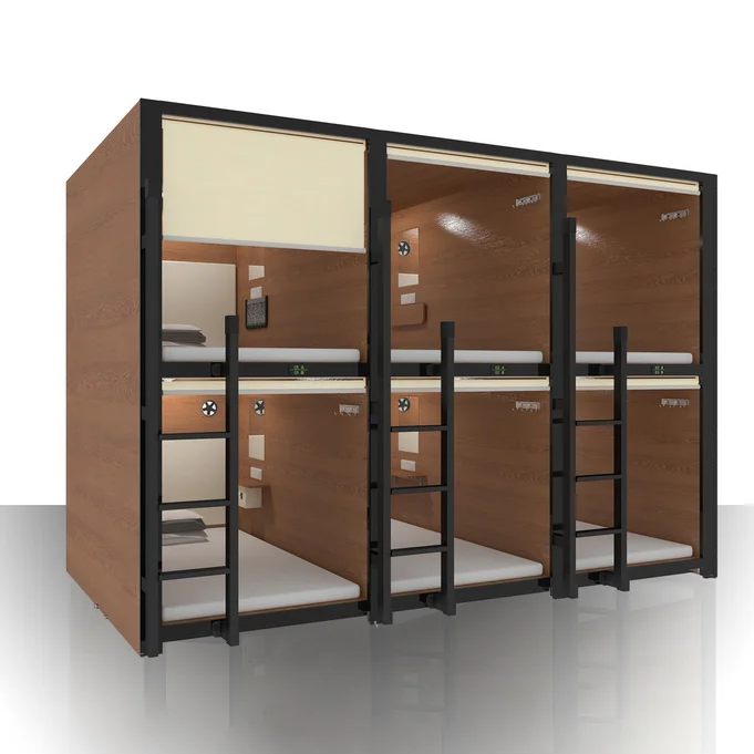 Stackable 2 Tier Bunk Bed Modern Metal ISO9000 & ISO14001 Hostel Capsule Bed Sleeping Pod Bunk Beds