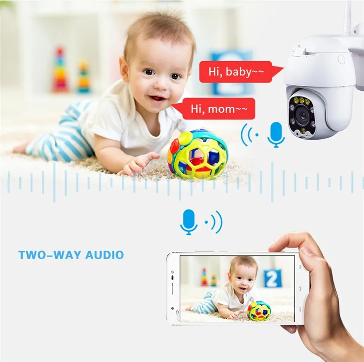 CamHi APP 1080P Two Way Talking Color Night Vision Motion Detection Waterproof Outdoor Wireless WiFi Dome PTZ Security Camera