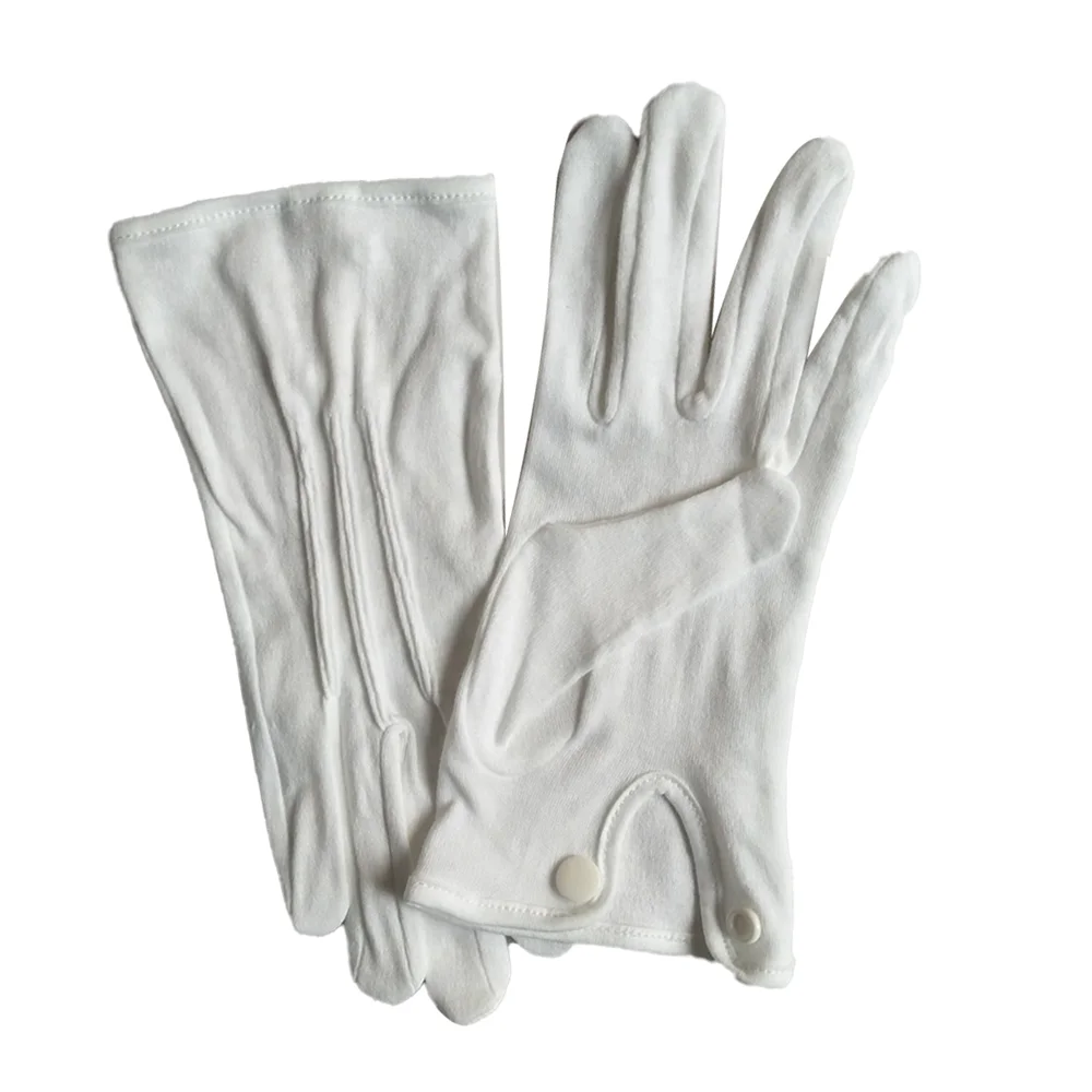 Factory Price Wholesale Wear-Resistant Breathable General Work White Cotton Thread Gloves With Button