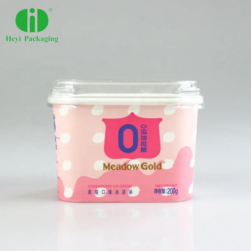 360ml Volume Square Paper Ice Cream Cups With Novel Design