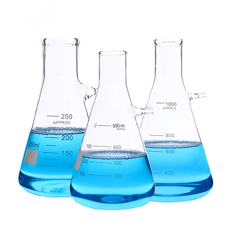 Wholesale chemistry laboratory transparent 3.3 boro glass conical filtering flask