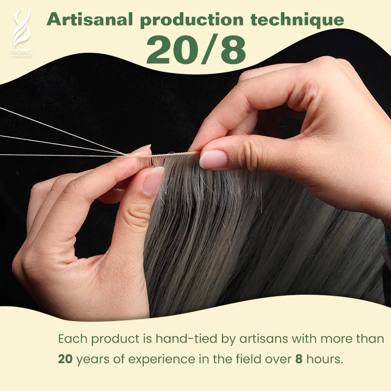 YADING Hand Tied Extensions  R8-60 Blonde 100% Raw  Human hair Double Drawn Cuticle Aligned Virgin Hair invisible wefts
