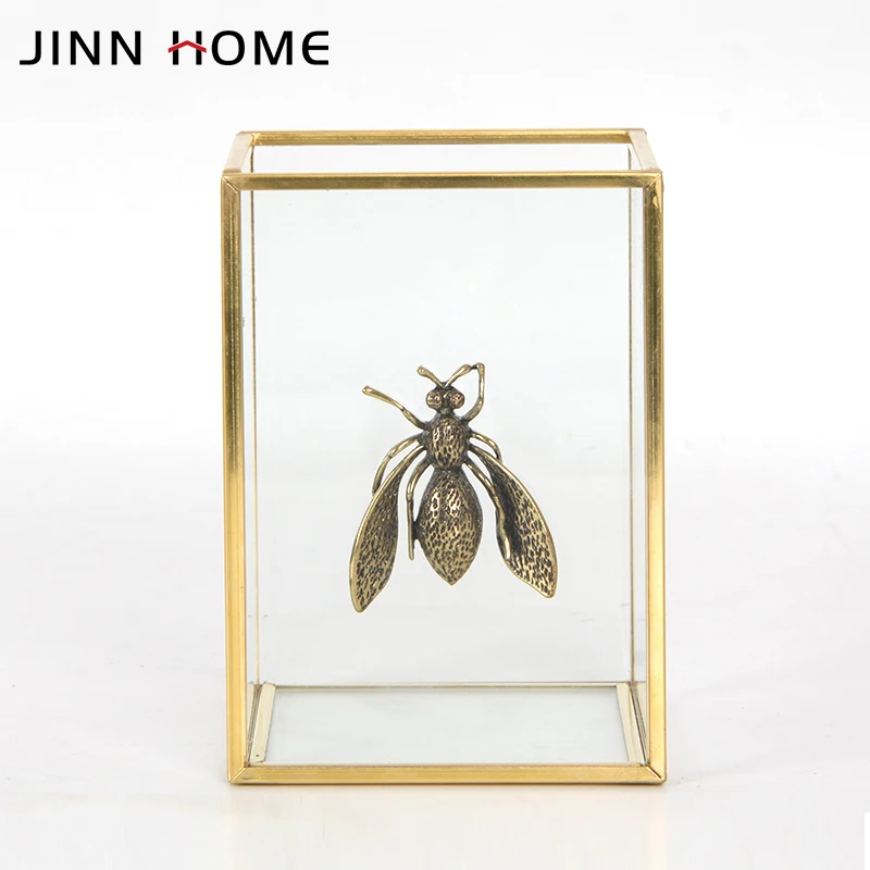 Jinnhome медный Золотой зеркальный стеклянный органайзер для косметических кистей держатель ручек