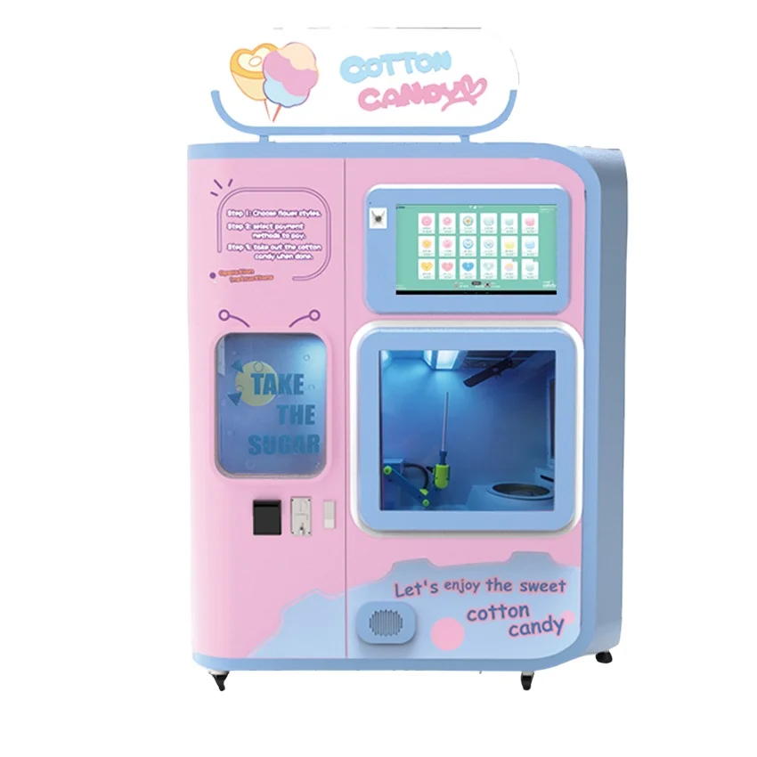 Intelligent Candy Flower Floss Vending Making Machine Robot Business automatic Cotton Candy Machine With Super Touch Advertising
