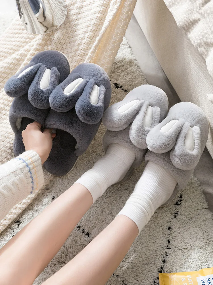 New Cute Cartoon Rabbit Plush Slippers Home Indoor Warm Anti Skid Plush Slippers