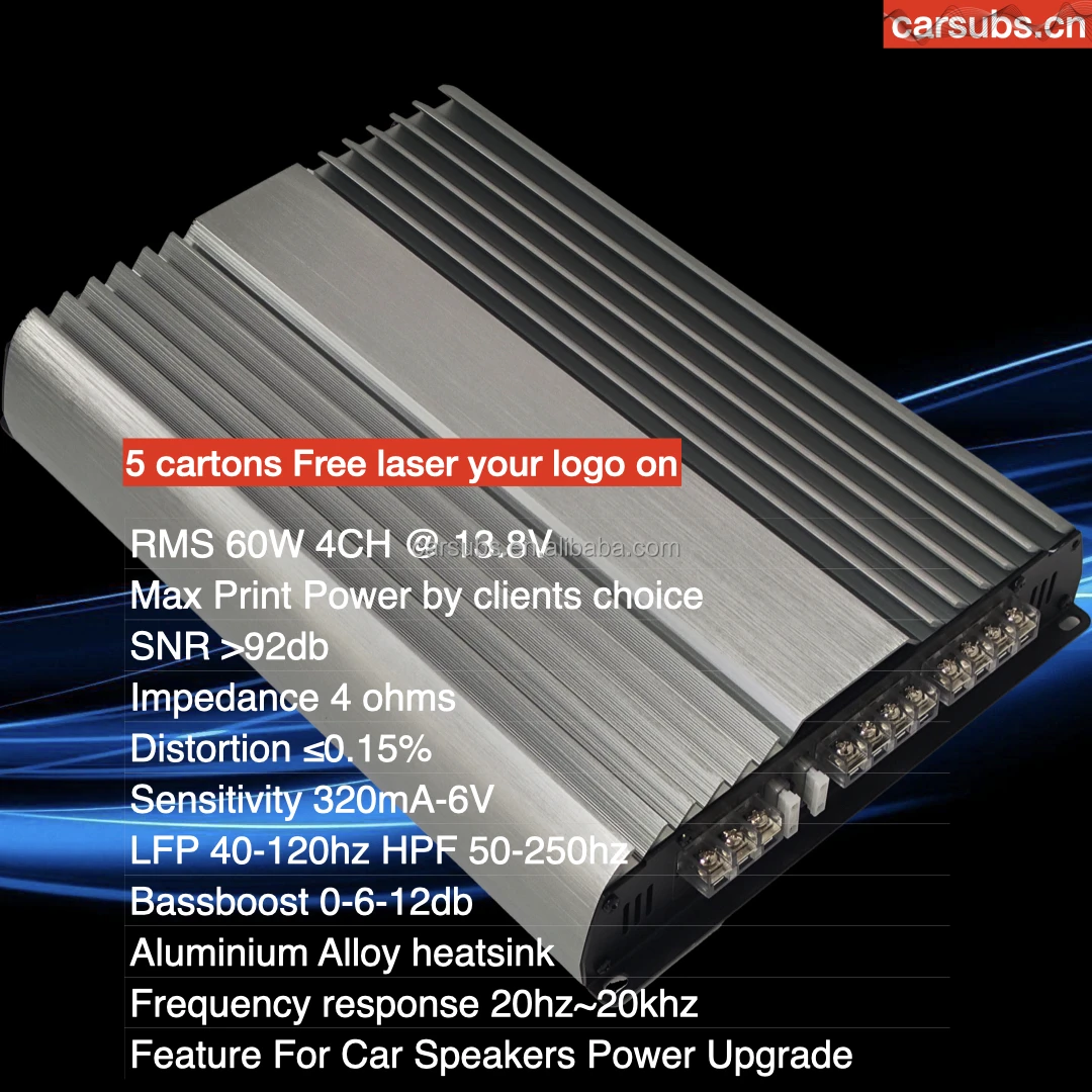 Factory OEM Car Stereo Speaker Amplifier 4CH RMS 60W 4 Channels Peak 6800W Full range Car Amplifier Class AB