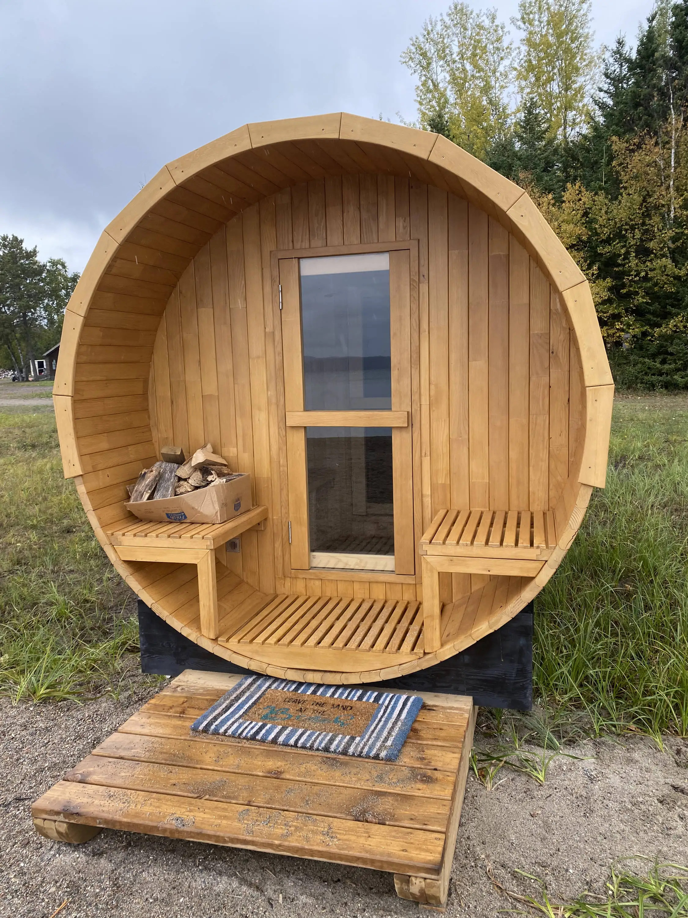 2022 New design big cube sauna 4-6 person outdoor sauna room with wood burning sauna stove for sale