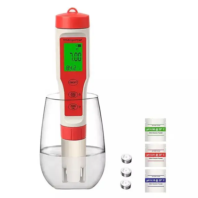Laboratory 4 IN 1 PH Meter Lcd Digital Electric Tester Pen Portable PH Meter
