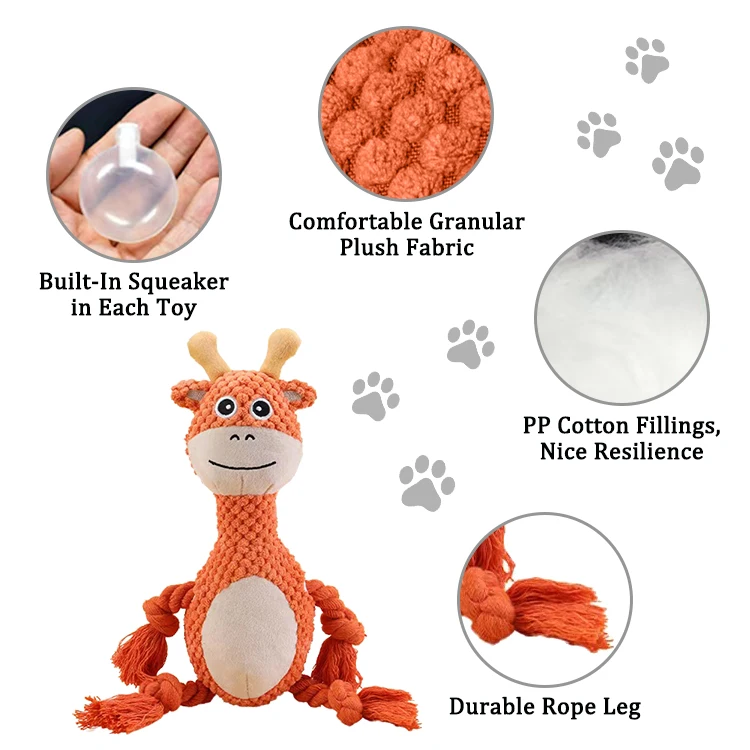 Famicheer Cheap Cute Animal Shape Dog Plush Stuffed Chew Toy With Squeaker