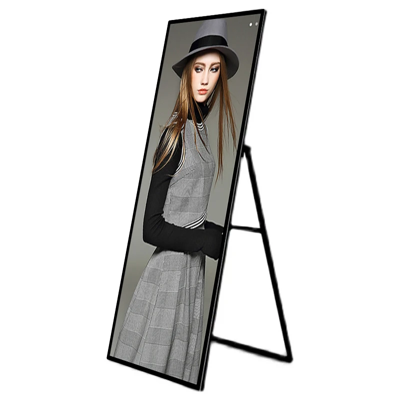 75inch New design full display android LCD portable poster advertising poster stands for retail store