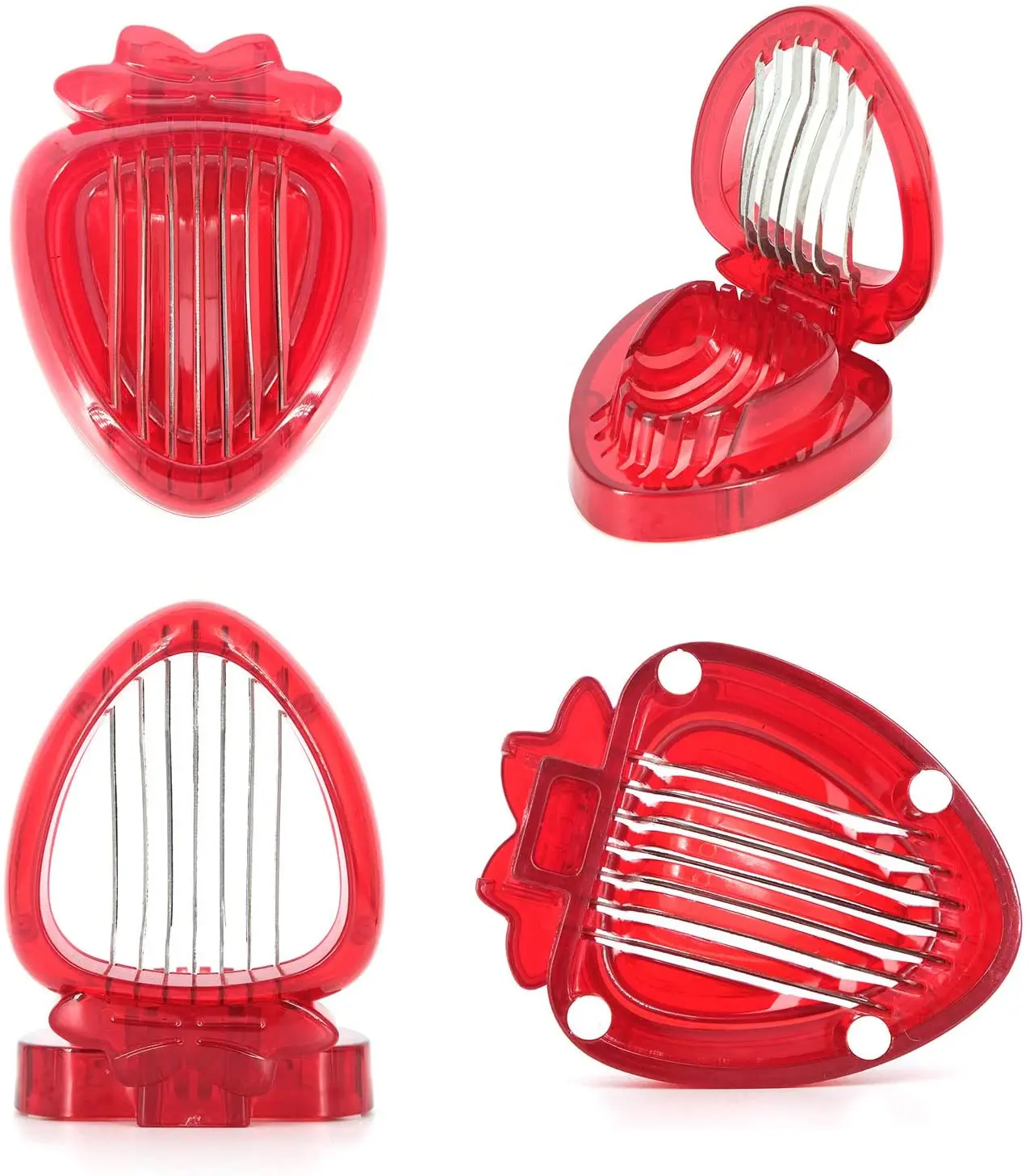 Manjia Stainless Steel  Blade Gadgets Kitchen Tool Mini Strawberry Slicer Cut Fruit Egg Cherry Slicer