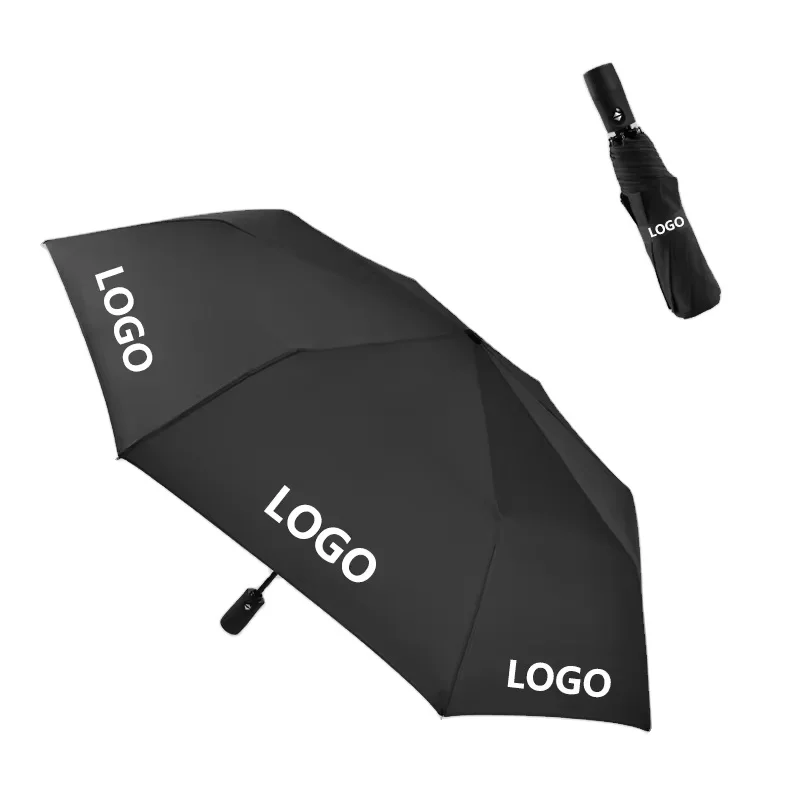 branded logo print portable 3 fold auto sun shade promotional custom fold automatic umbrella with logo