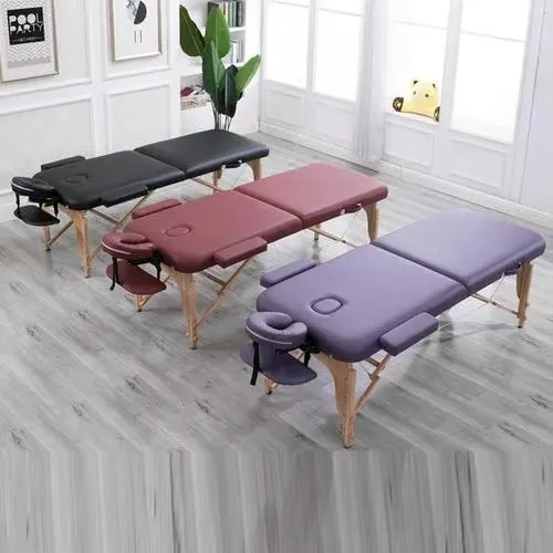 Beauty Tattoo Massage Bed High Quality Spa Moxibustion Table for Hotels Modern Design Hot Sale 2-section Portable Foldable Black