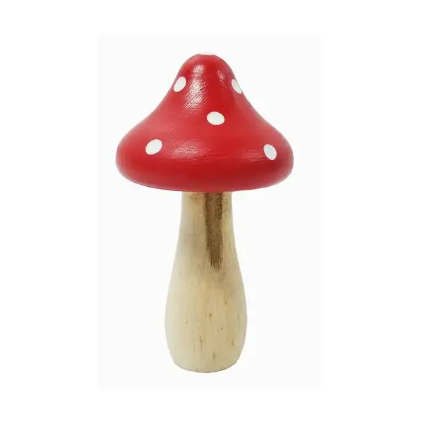 wholesale color red wooden mushroom for home decoration