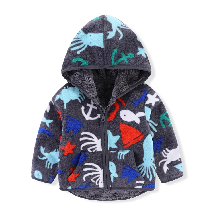 Spring and autumn fleece boys thick coat sportswear casual new fashion warm styles kids hoodies