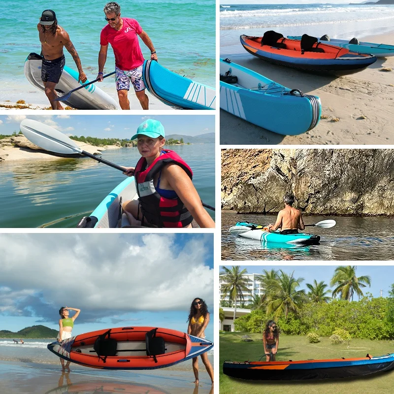 Oxford Kayaks Fishing 11.15 ft 2 Person Inflatable Canoe Kayaks for Sale with Dual Fins