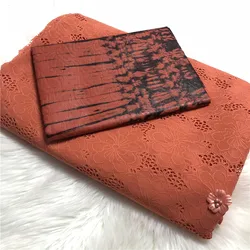 Hot sale African Guinea Bazin Brocade Damask Fabric with Embroidery Swiss Lace for Femme Bazin Riche Brode Fabric 5+2.5yard/set