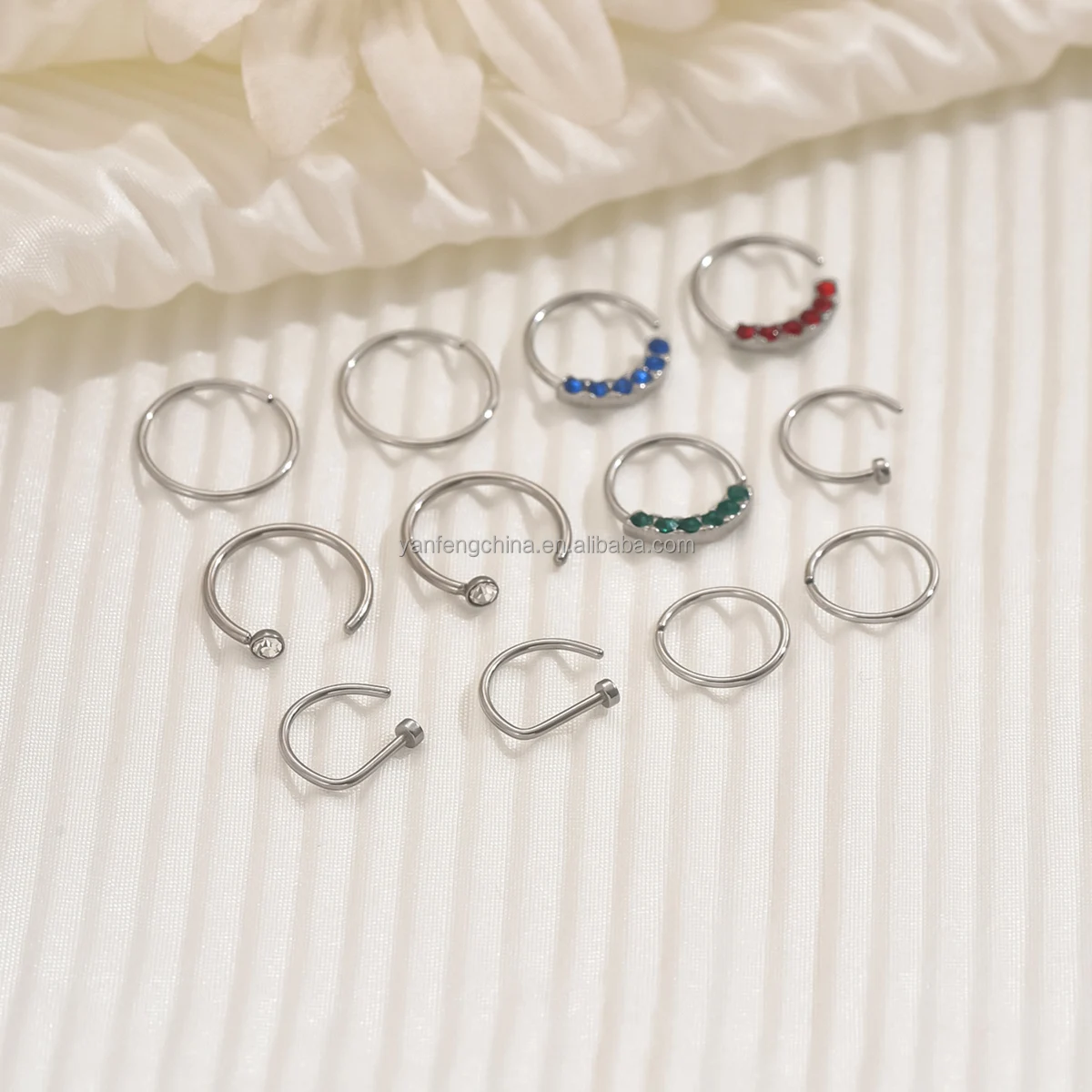 6 /12 Pieces of Classic Stainless Steel Low Allergy Nose Ring Clip Hinge Cartilage Earring Piercing Jewelry