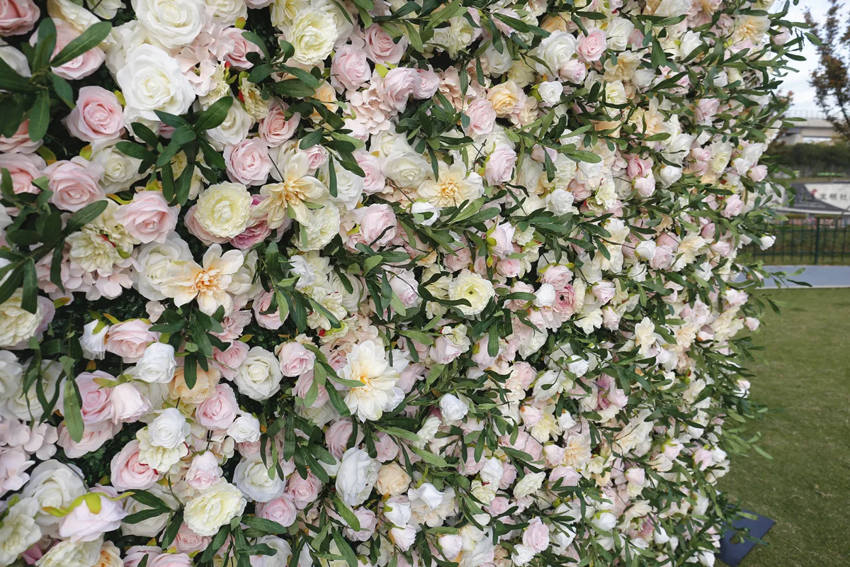 5D Simulation Artificial Flower Row Wall Background Fabric Bottom for Outdoor Wedding Decoration Stage Layout