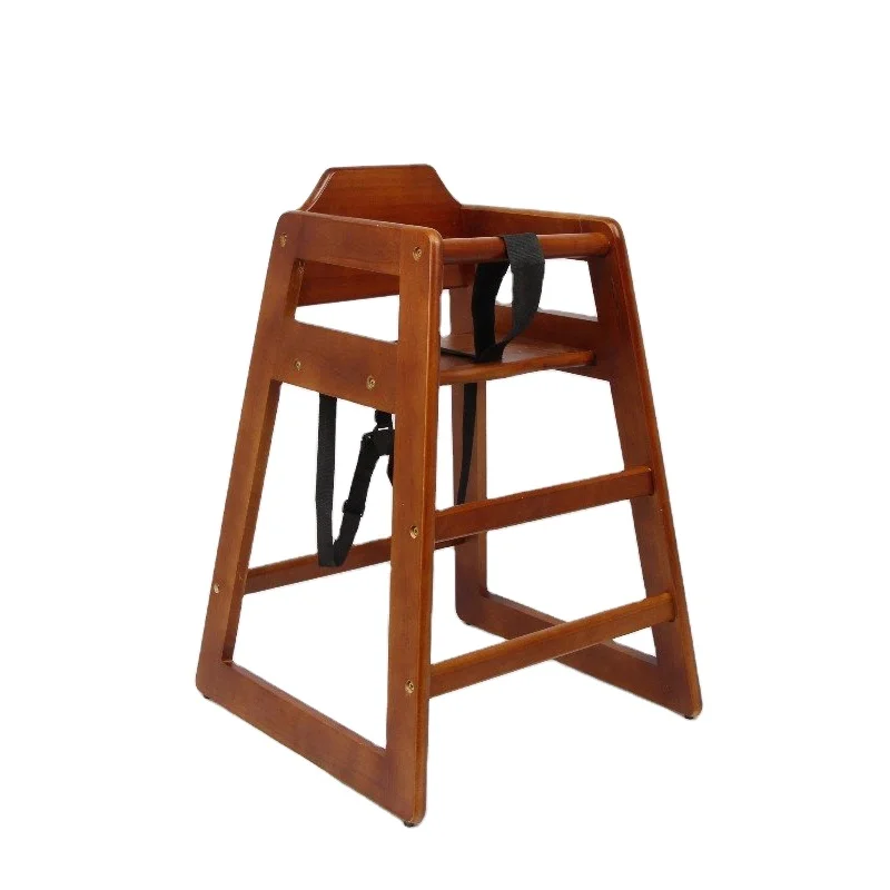 Wooden Commercial Stackable Assembled Restaurant Solid Wood Baby Sitting Chair Baby Dinning Feeding Chairs