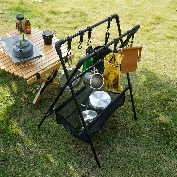 Portable Hanging Cooking Grill Rack Collapsible Multifunction Camping Hanging Rack for Outdoor BBQ Picnic