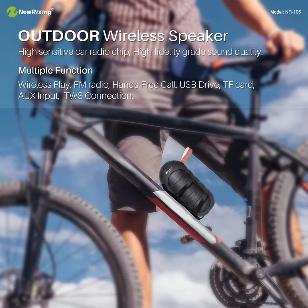 NR-106 Bluetooth connection hands-free call FM radio support cycle charging Super bass portable karaoke waterproof speaker