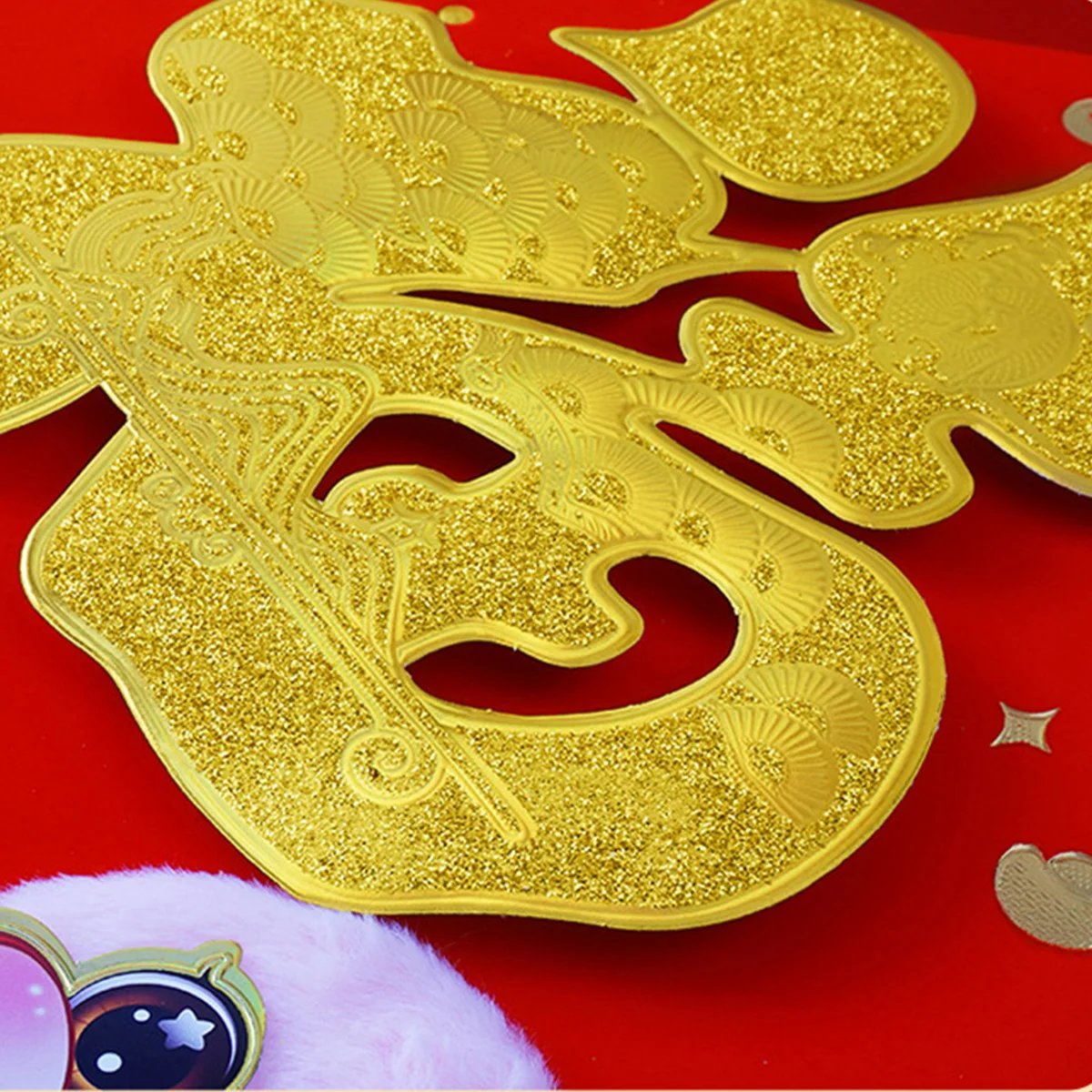 Chinese Spring Festival Red Couplets 2025 New Year Couplet Flocking Spring Couplets Window Sticker Snake Wall Door Year Decor