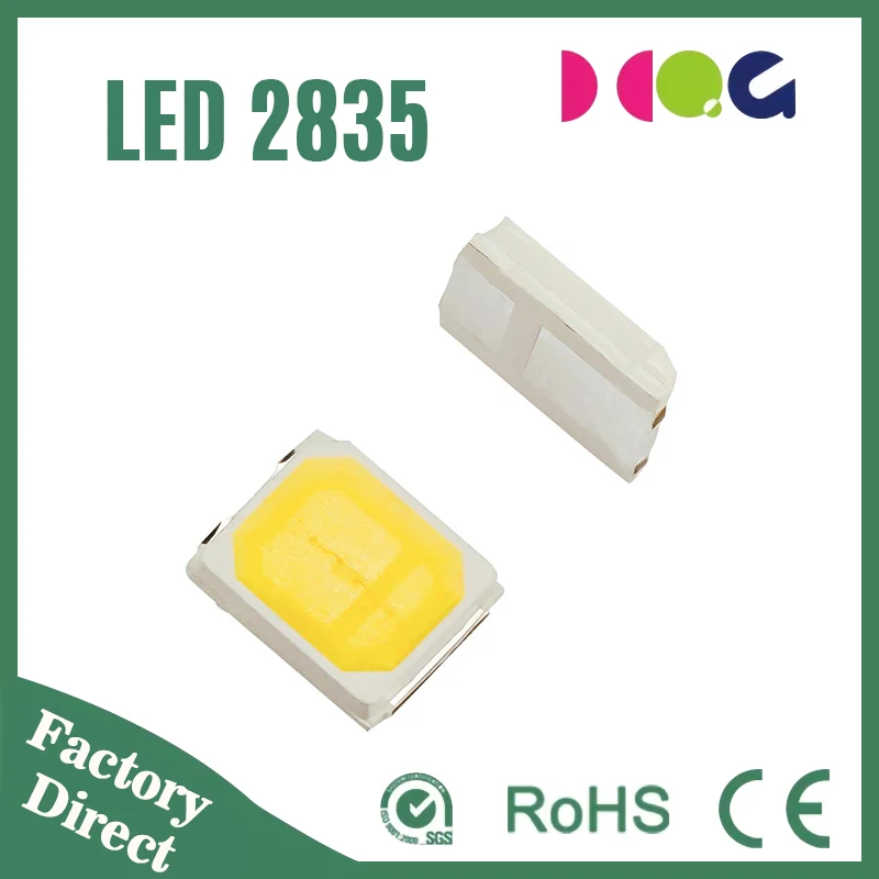 High Lumen 6000k 2835 White SMD LED Chip 150mA with Ingan 2W Power Warm White Emitting 6000k Color Project Installation Included