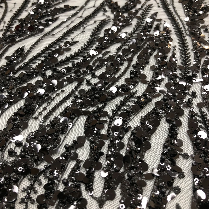 Soft Sequin Embroidery with 3D Flower French Lace Fabric for Wedding Bridal Lace Fabric