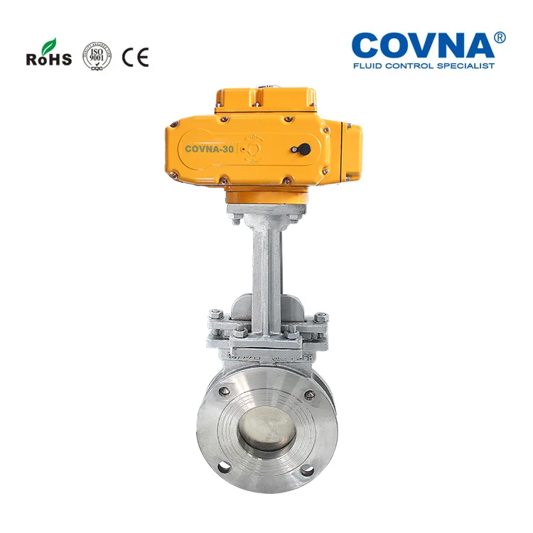 COVNA 12in IP68 Flange Cast Iron Multi-Turn Electric Motorized Actuator Knife Gate Valve