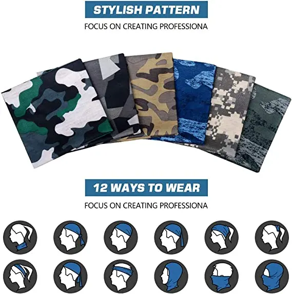 Wholesale Unisex Custom Design Printed Logo Buffs Seamless Tube Tubular Sports Bandana Scarf Face Cover Neck Gaiter For Men