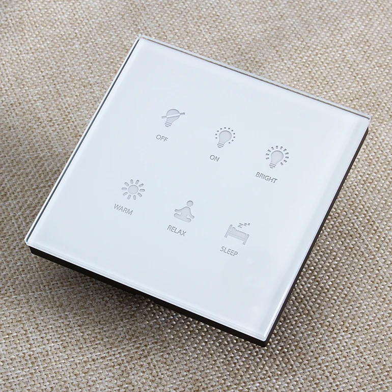 Black White 6 button 12V DC RS485 Modbus Protocol smart Hotel light touch switch