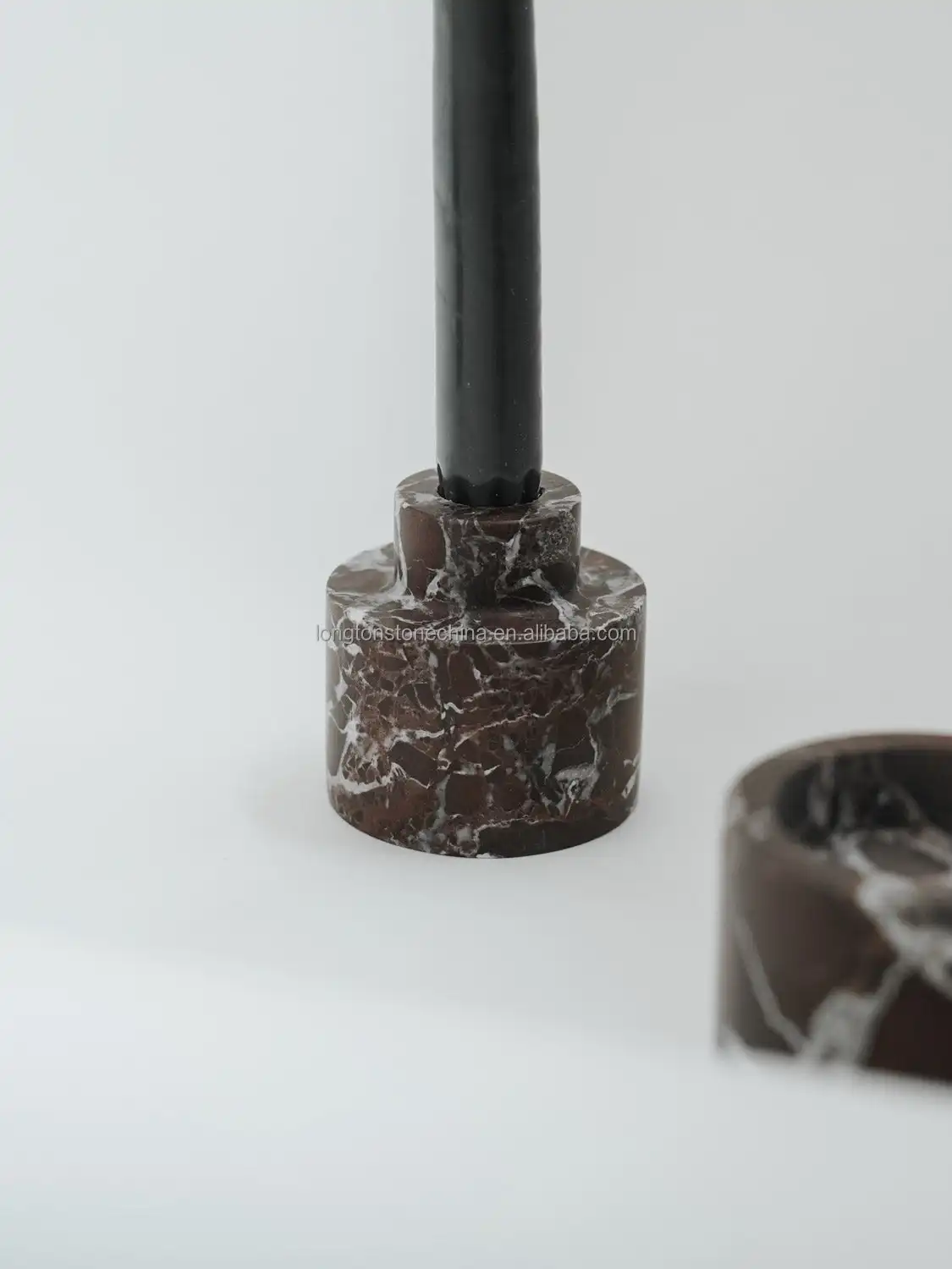 Natural Stone Candle Stick Holder Handmade Stone Craft Arabic Luxury Candle Vessel Round White Black Marble Candle Holder