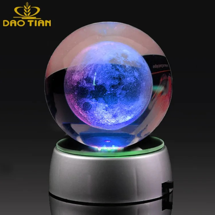 wholesale crystal crafts crystal glass ball with led lights base 3d crystal ball night lamp luminous ball for desktop ornament