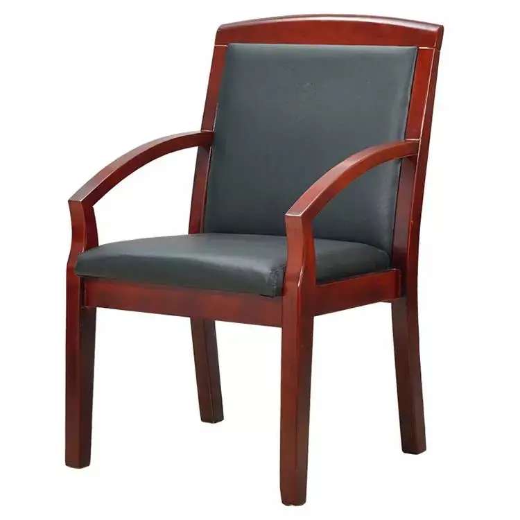 Modern Office Chairs Soft Wooden Leather wood four legs office Meeting Room Chair conference chairs