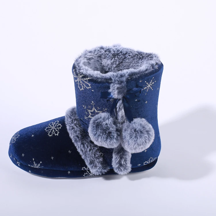 Ladies indoor faux fur slippers house shoes luxury women winter boots