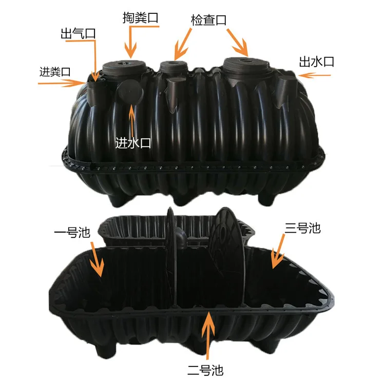 Good Quality SMC FRP Fiberglass Plastic HDDPE 2.0CBM Septic Tank System For Residential
