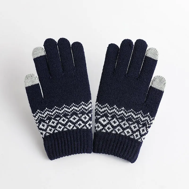 Wholesale knitted touch screen gloves for winter warmth protection with plush wool and warm gloves