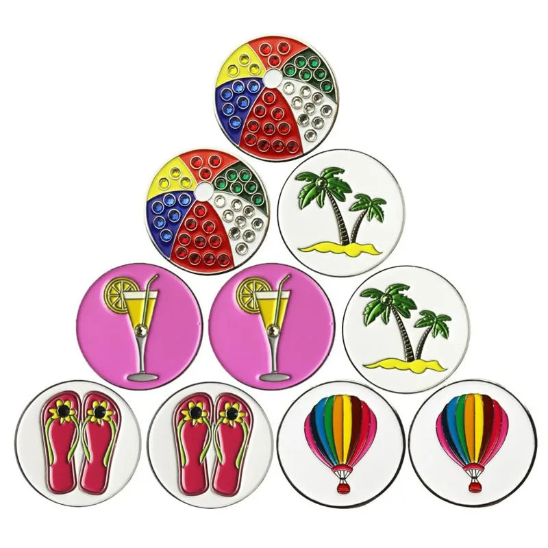 Custom Logo Durable Zinc Alloy Club Cleaner Magnetic Ball Marker and Divot Repair Tool Golf Divot Repair Tool With Ball Marker