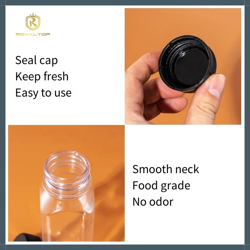 Bulk Empty Transparent PET Beverage Wide Mouth Containers 12oz 16oz Plastic Juice Bottles With Cap For Business
