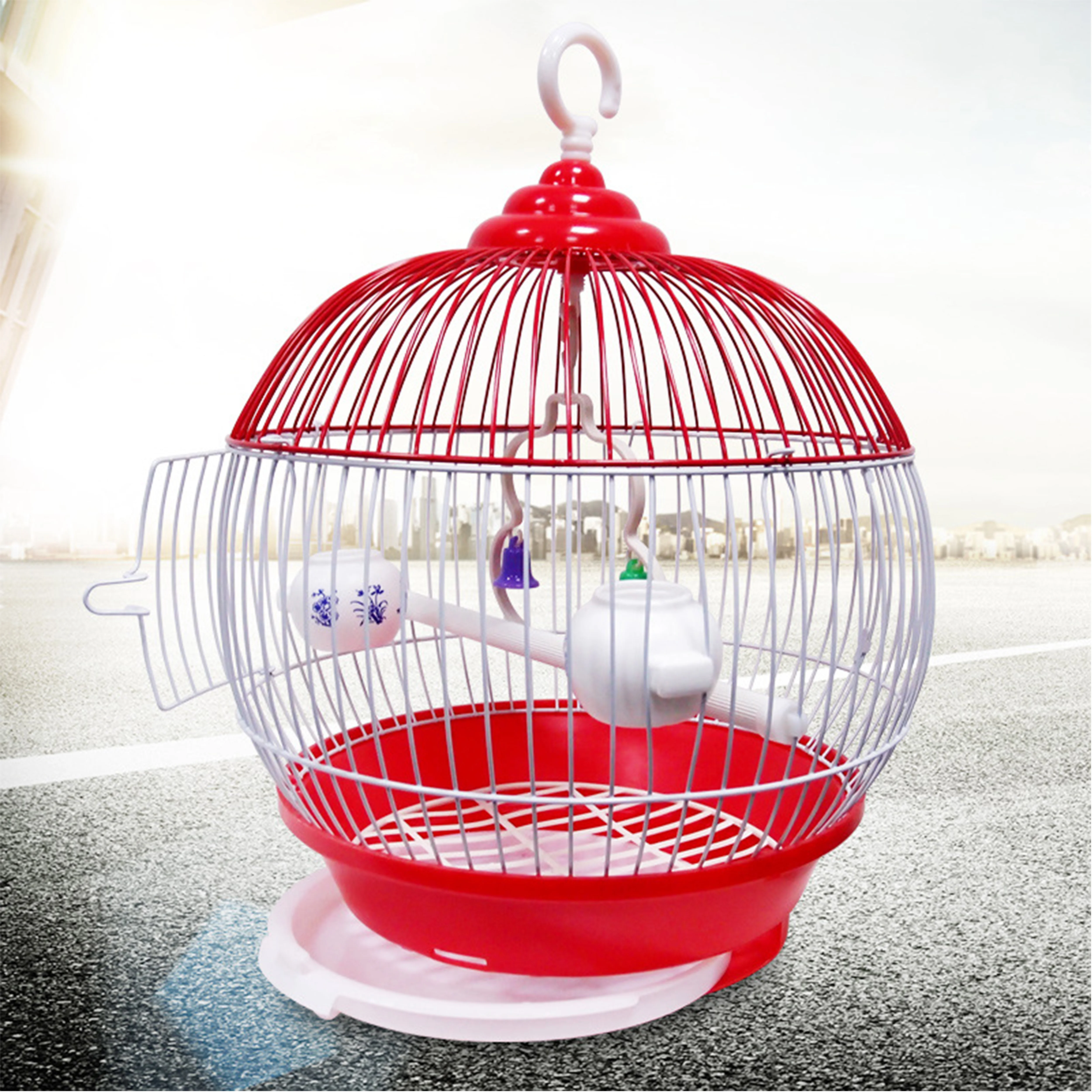 Economy Iron Wire Parakeet Bird Cage Parrot Fancy Bird Cages Breeding With Rolling Stand